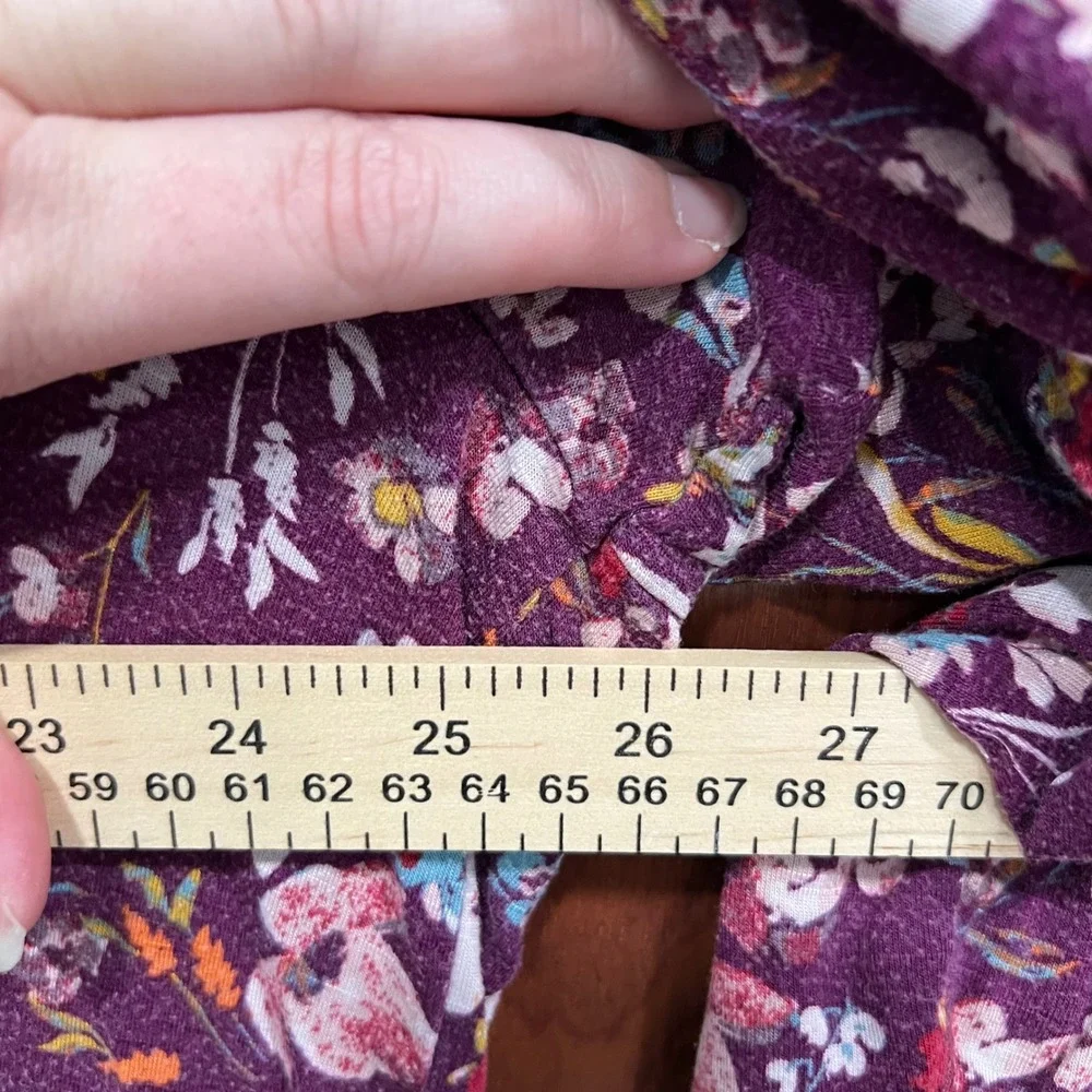 Maurice Floral Cardigan Duster Plum Purple Crochet Trim Lightweight Size 2 - 2XL - Picture 7 of 7